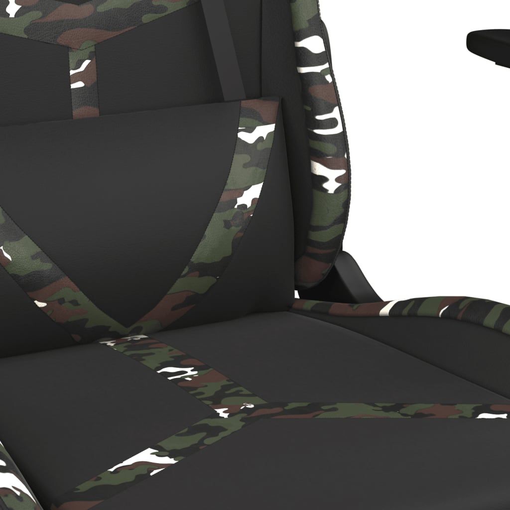 Masažinė žaidimų kėdė, juoda ir kamufliažinė, dirbtinė oda (34543)