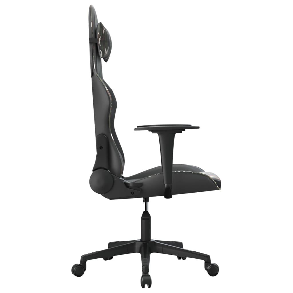 Masažinė žaidimų kėdė, juoda ir kamufliažinė, dirbtinė oda (34545)