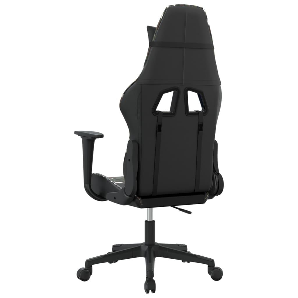 Masažinė žaidimų kėdė, juoda ir kamufliažinė, dirbtinė oda (34545)