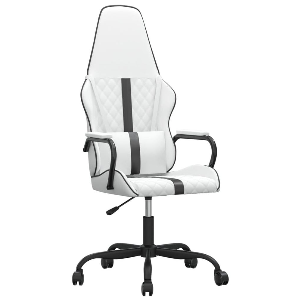 Masažinė žaidimų kėdė, juodos ir baltos spalvos, dirbtinė oda (34556)