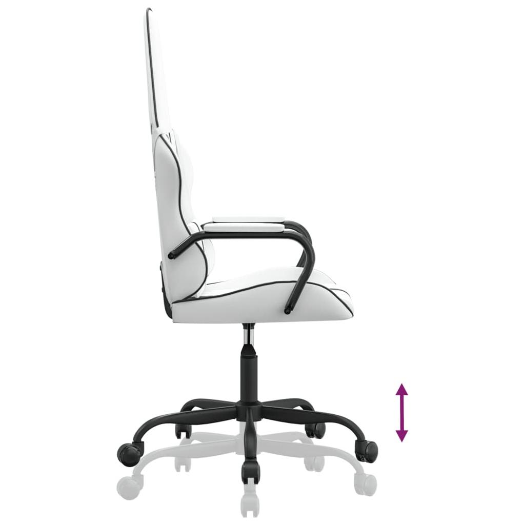 Masažinė žaidimų kėdė, juodos ir baltos spalvos, dirbtinė oda (34556)
