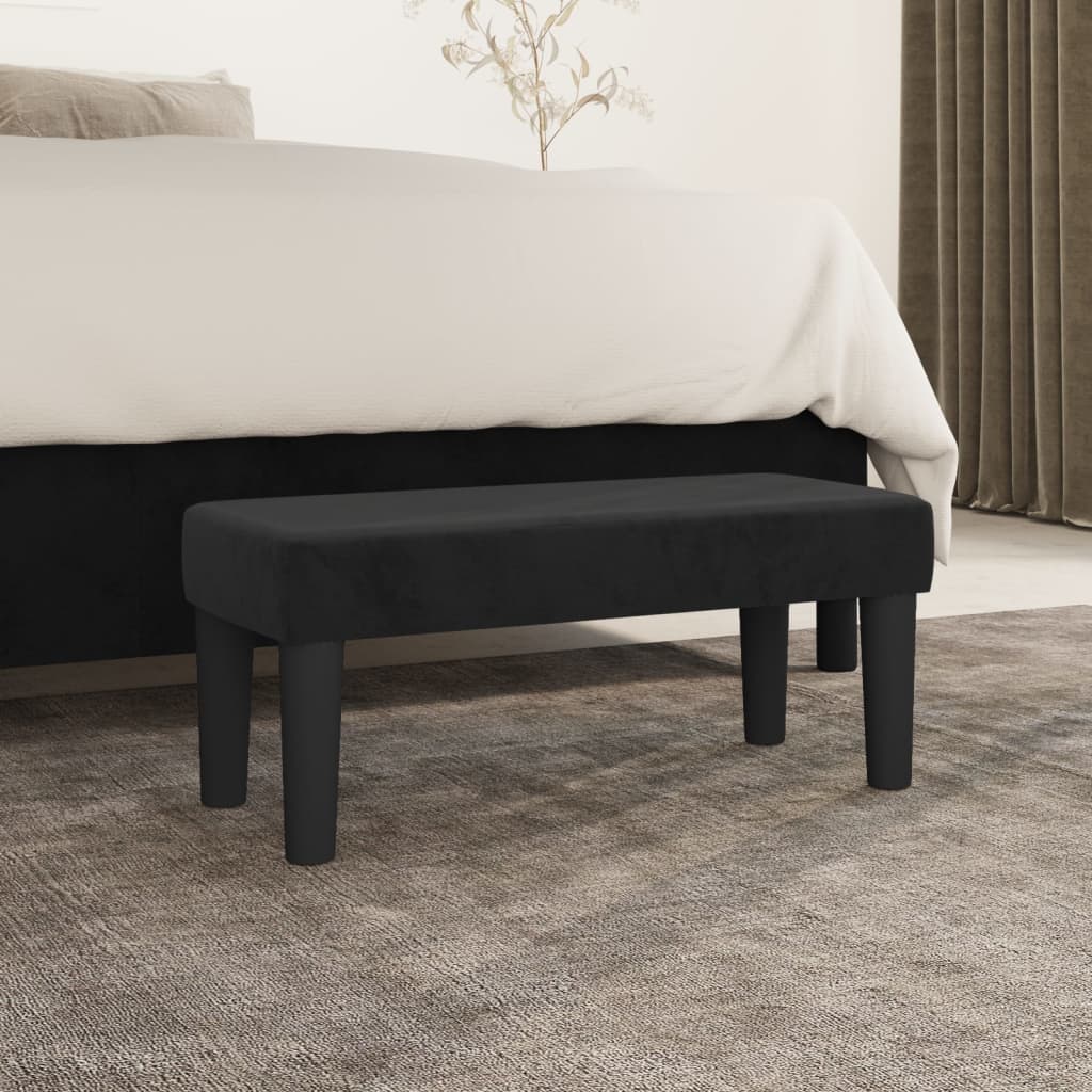 Bench, black, 70x30x30cm, velvet