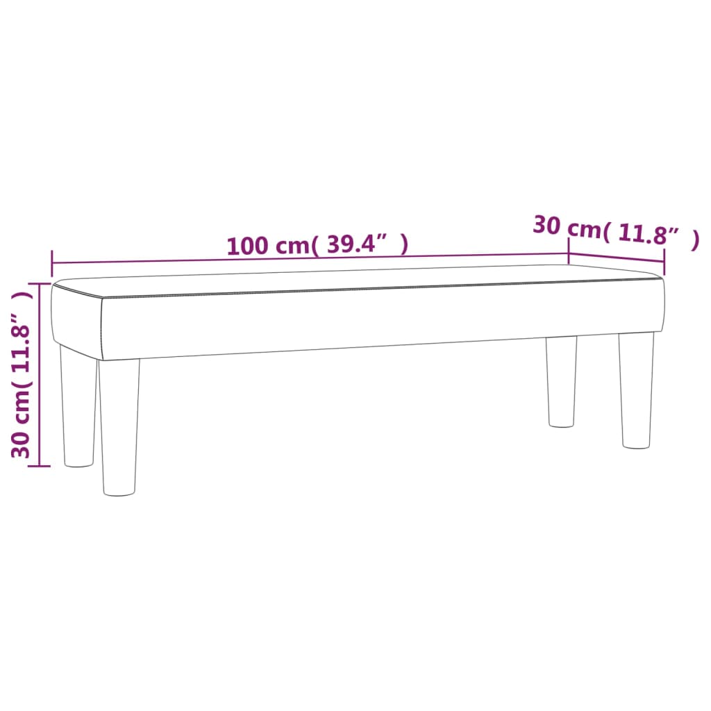 Bench, black, 100x30x30cm, fabric