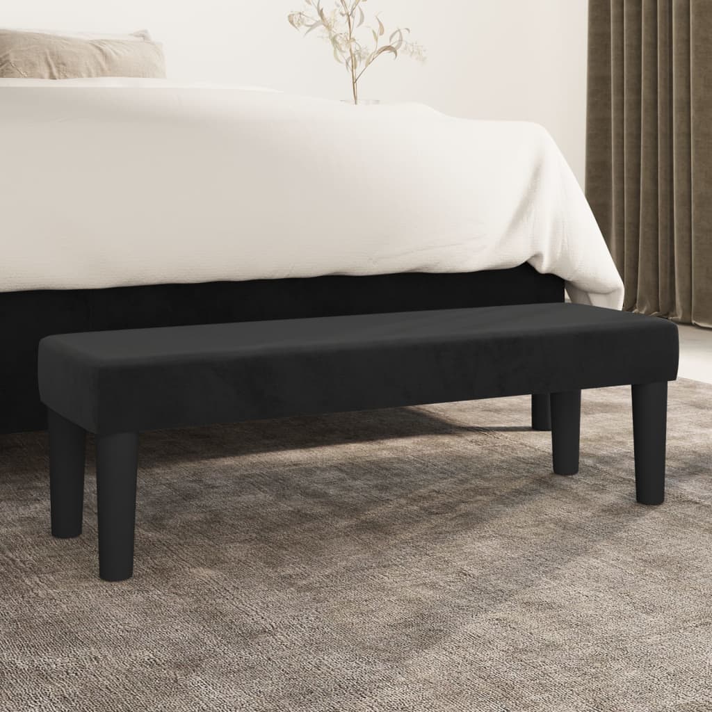 Bench, black, 100x30x30cm, velvet