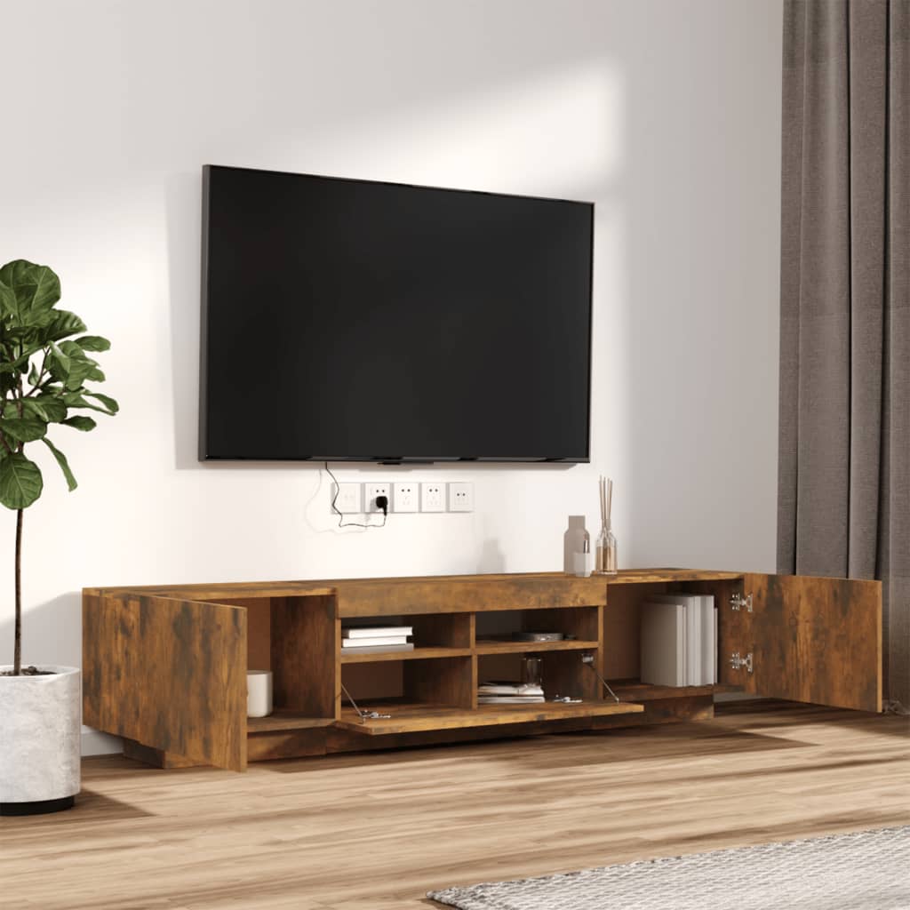 TV cabinet set, 2-piece, smoked oak, wood
