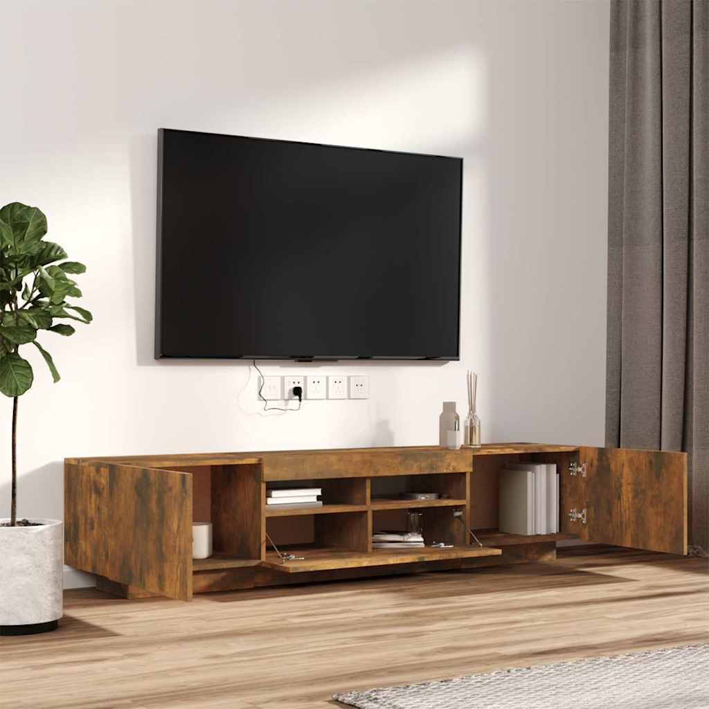 TV cabinet set, 2-piece, smoked oak, wood