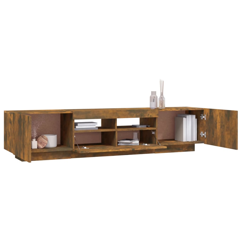 TV cabinet set, 2-piece, smoked oak, wood