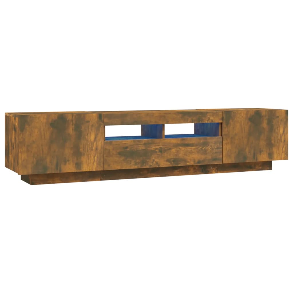 TV cabinet set, 2-piece, smoked oak, wood