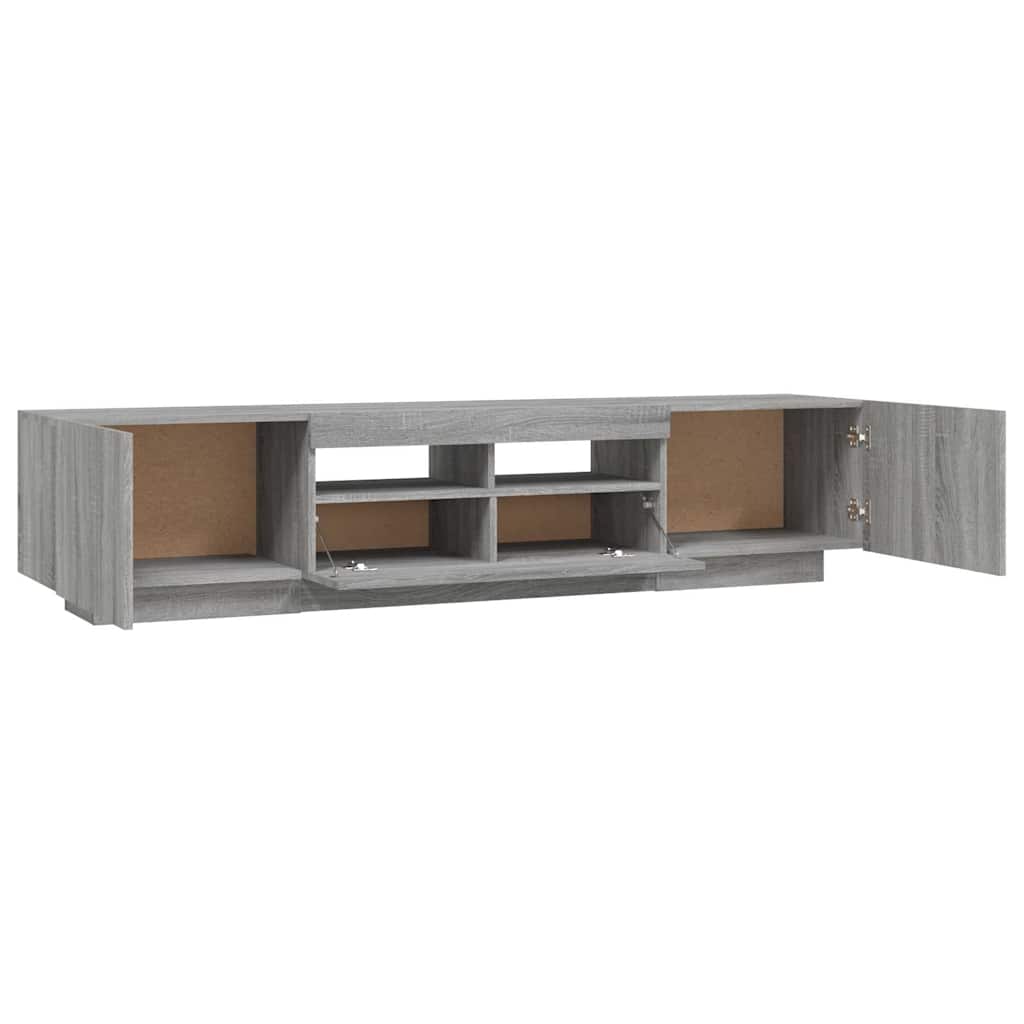 TV spintelių komplektas su LED, 2 dalių, pilkas ąžuolo, mediena