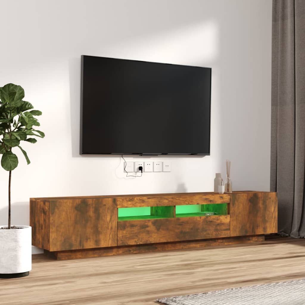 TV cabinet set, 2-piece, smoked oak, wood