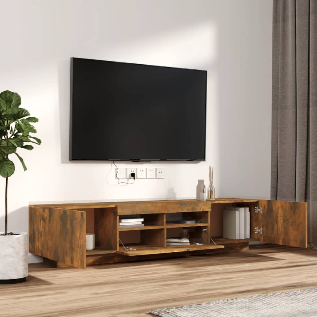 TV cabinet set, 2-piece, smoked oak, wood