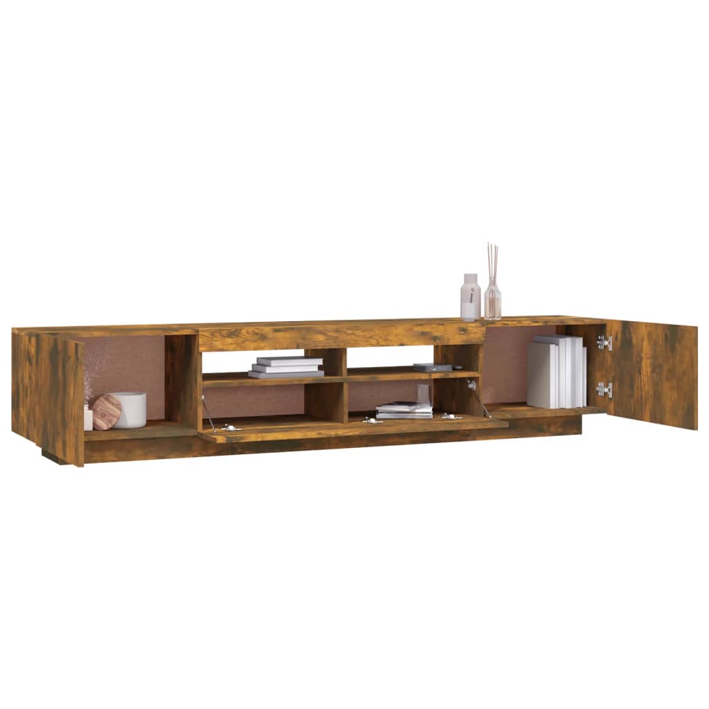 TV cabinet set, 2-piece, smoked oak, wood