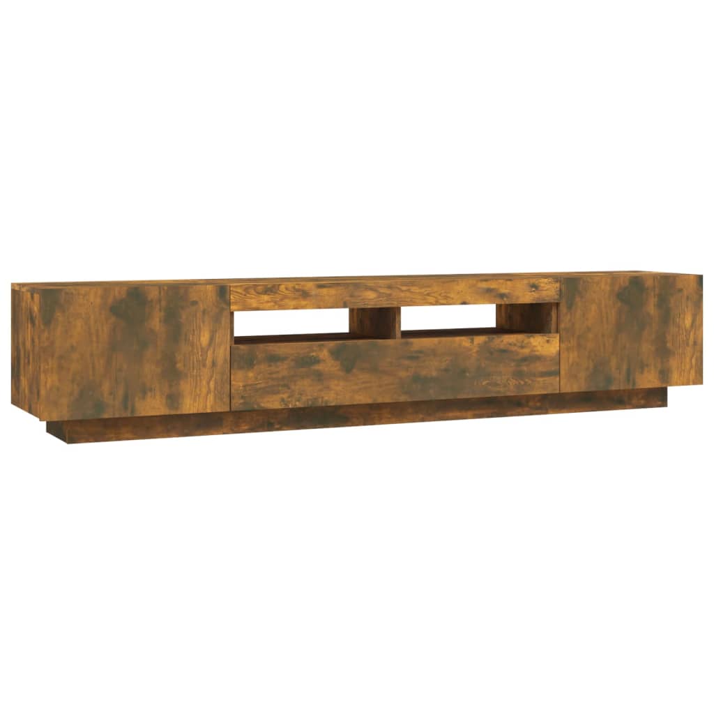 TV cabinet set, 2-piece, smoked oak, wood