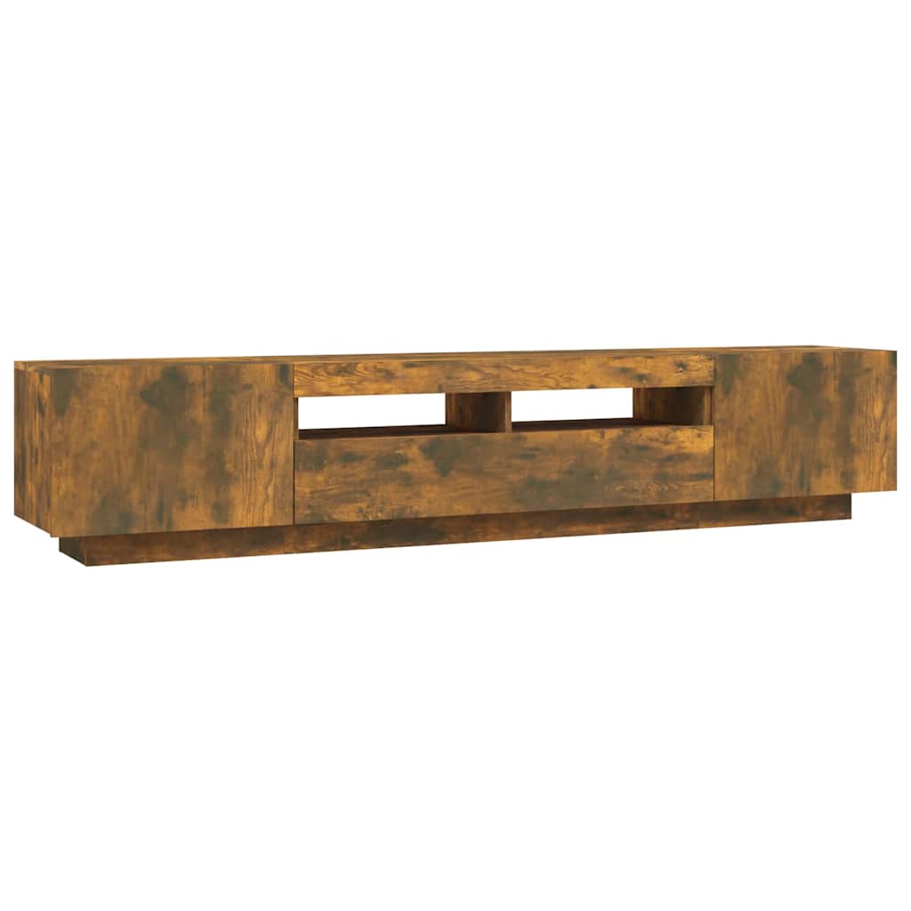 TV cabinet set, 2-piece, smoked oak, wood