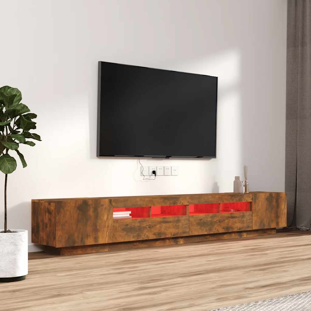 TV skapīšu komplekts, 3 daļas, dūmu ozols, koks