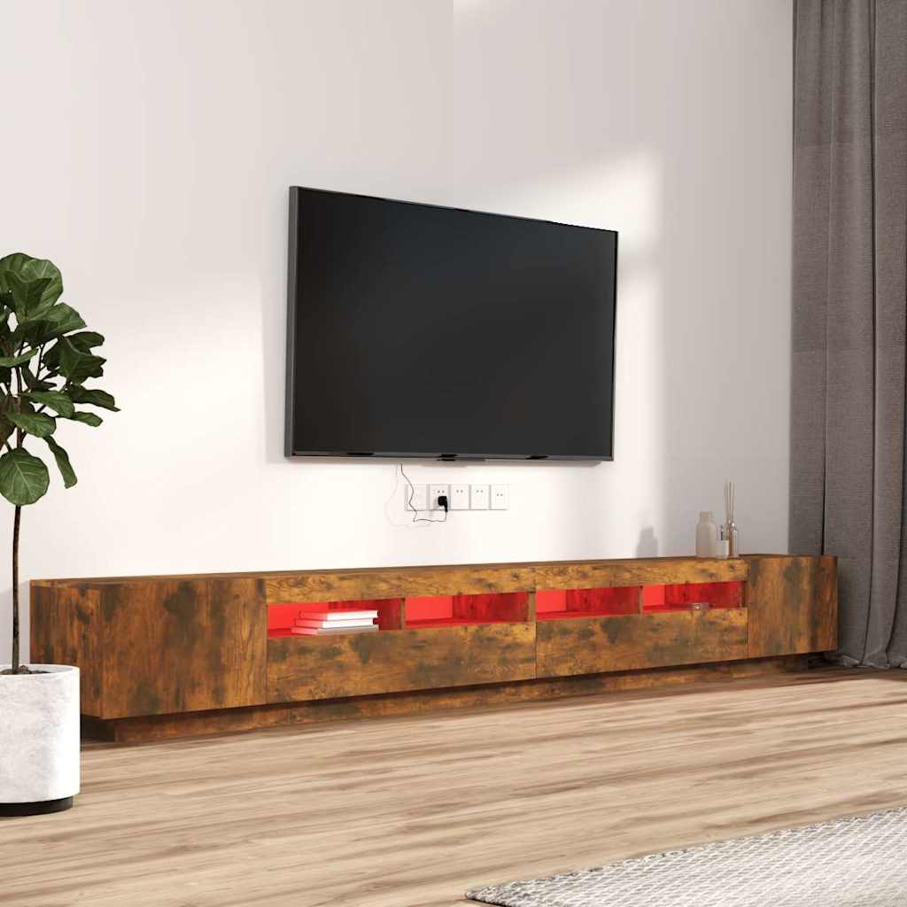 TV cabinet set, 3-piece, smoked oak, wood