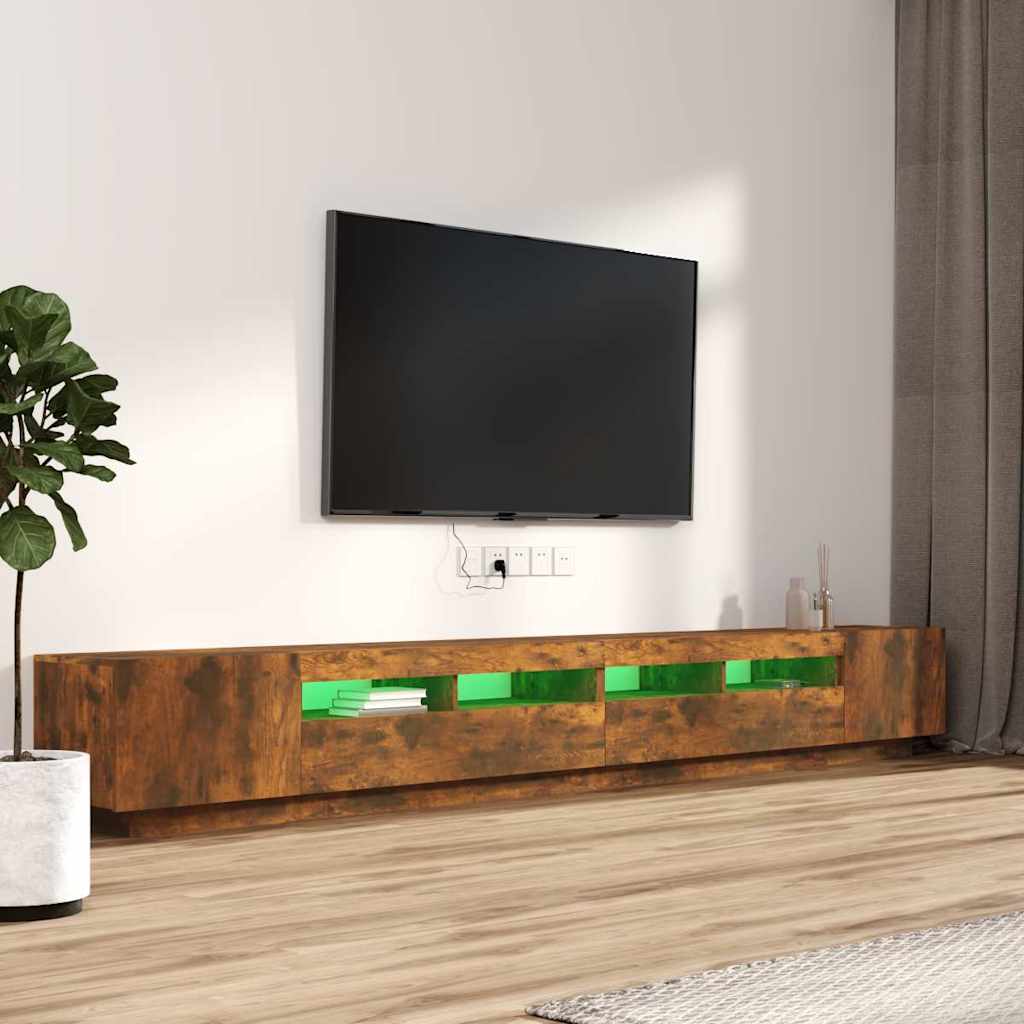 TV cabinet set, 3-piece, smoked oak, wood