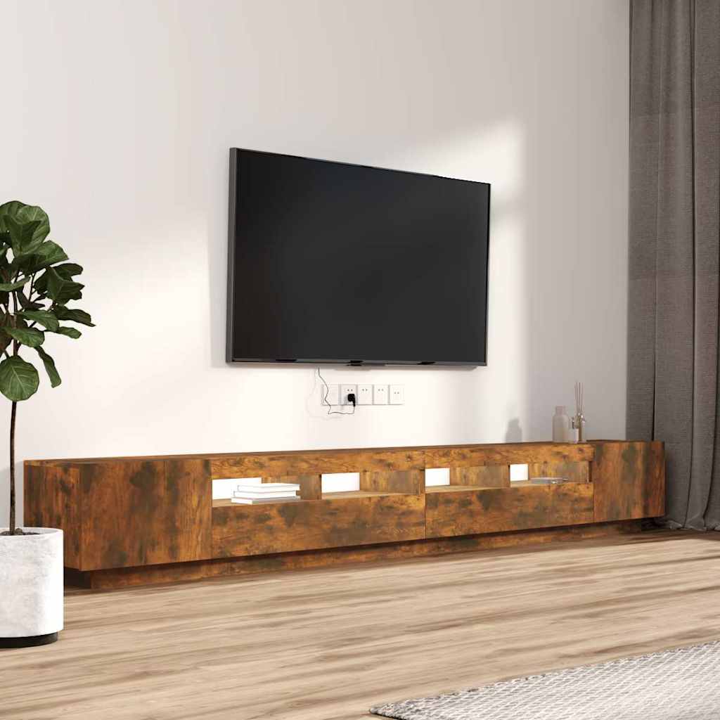 TV cabinet set, 3-piece, smoked oak, wood