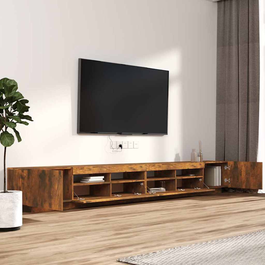 TV cabinet set, 3-piece, smoked oak, wood