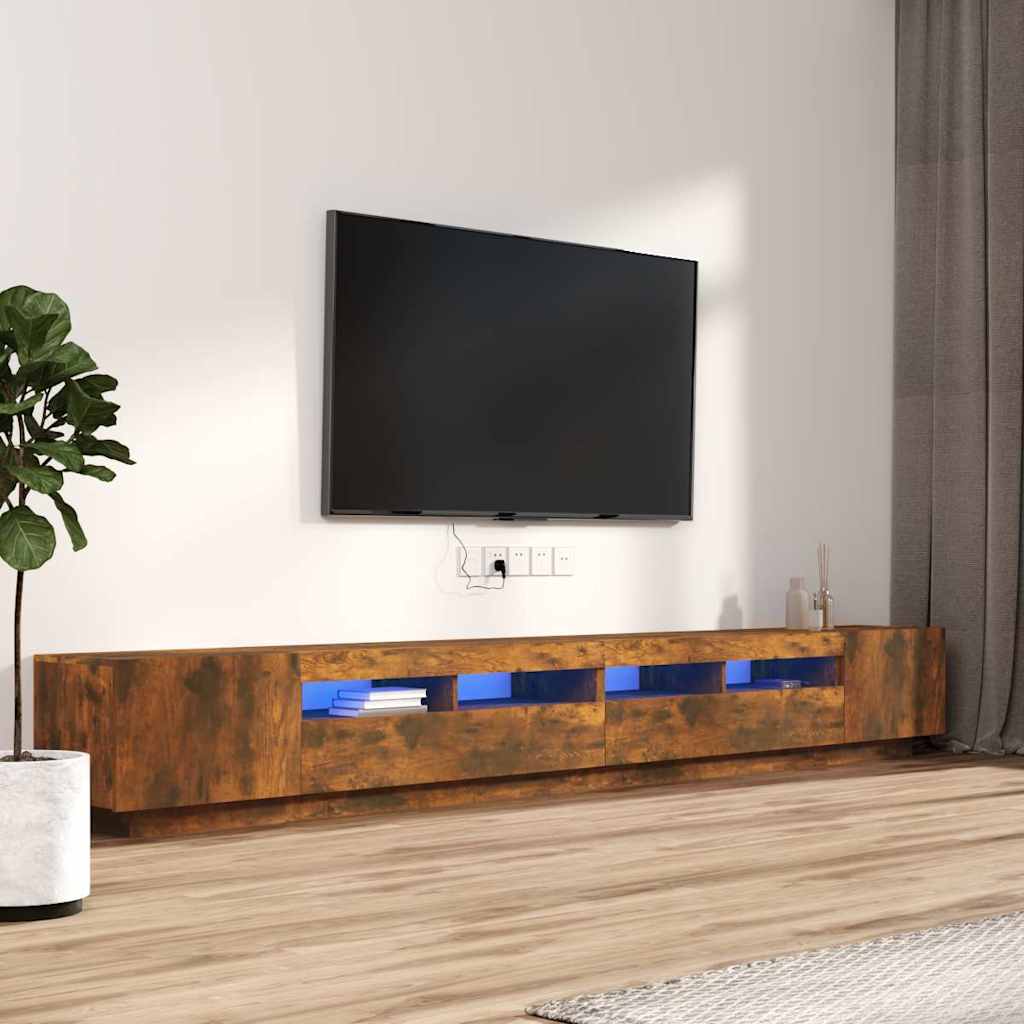 TV cabinet set, 3-piece, smoked oak, wood