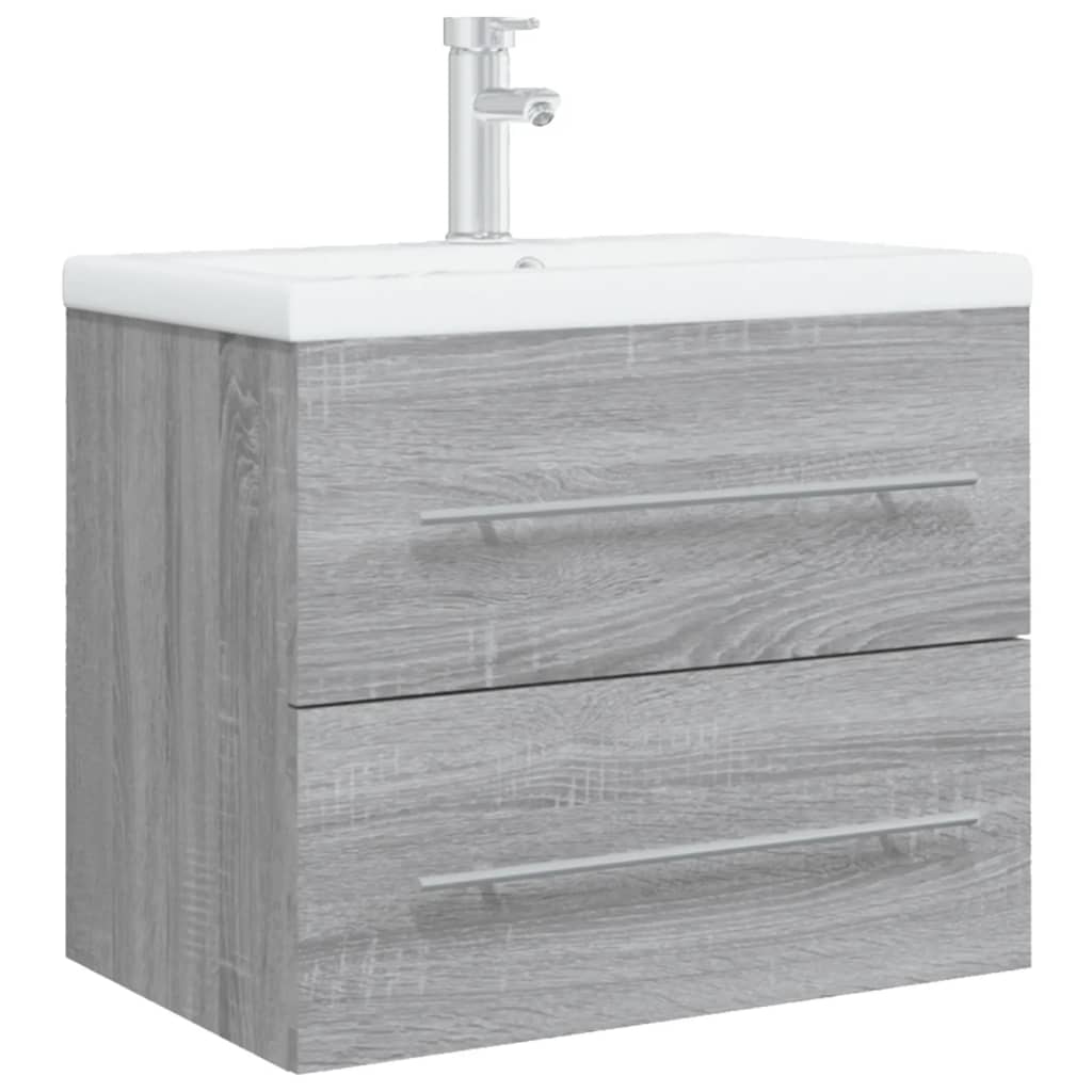 Sink cabinet with sink, gray oak, wood