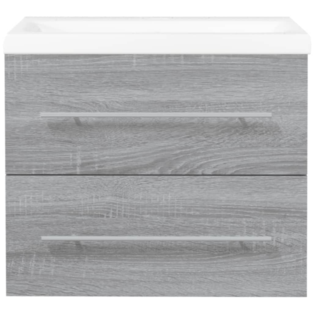 Sink cabinet with sink, gray oak, wood