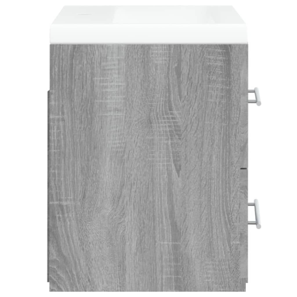 Sink cabinet with sink, gray oak, wood