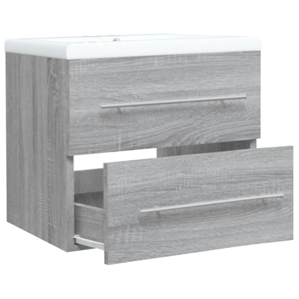 Sink cabinet with sink, gray oak, wood