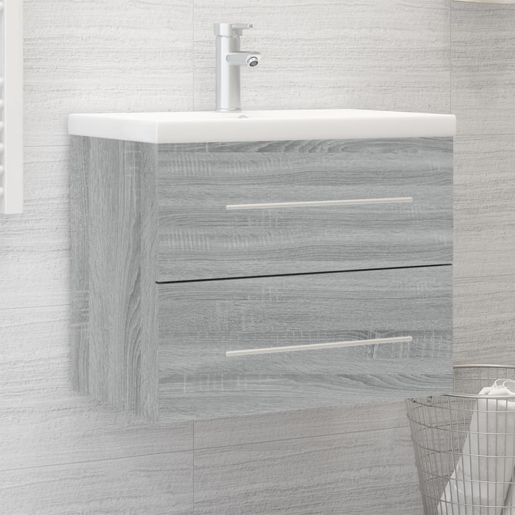 Sink cabinet with sink, gray oak, wood