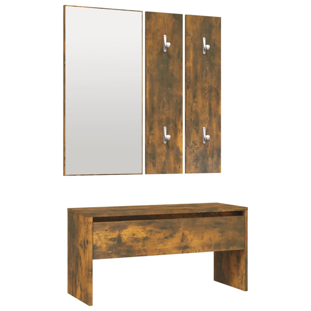 Hallway furniture set, smoke oak, engineered wood