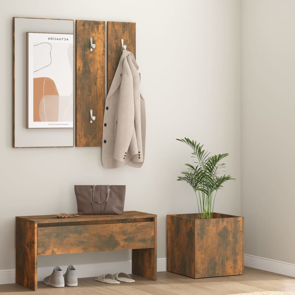 Hallway furniture set, smoke oak, engineered wood