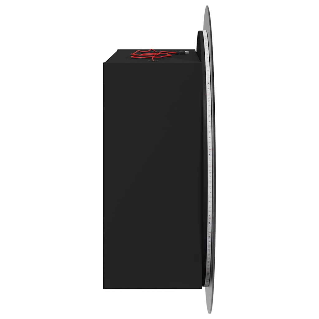 Vannas istabas skapītis ar spoguli/LED, melns, 54x54x17,5cm