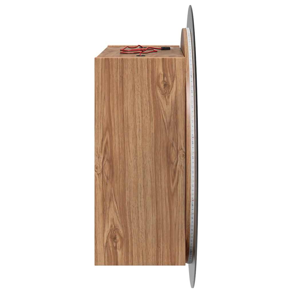 Vannas istabas skapītis ar spoguli un LED, ozolkoks, 54x54x17,5cm