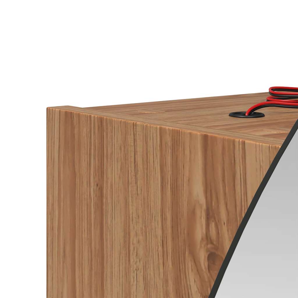Vannas istabas skapītis ar spoguli un LED, ozolkoks, 54x54x17,5cm
