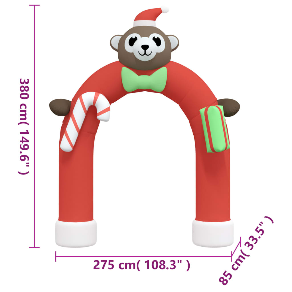 Piepūšama Ziemassvētku dekorācija arka ar LED gaismām, 380 cm