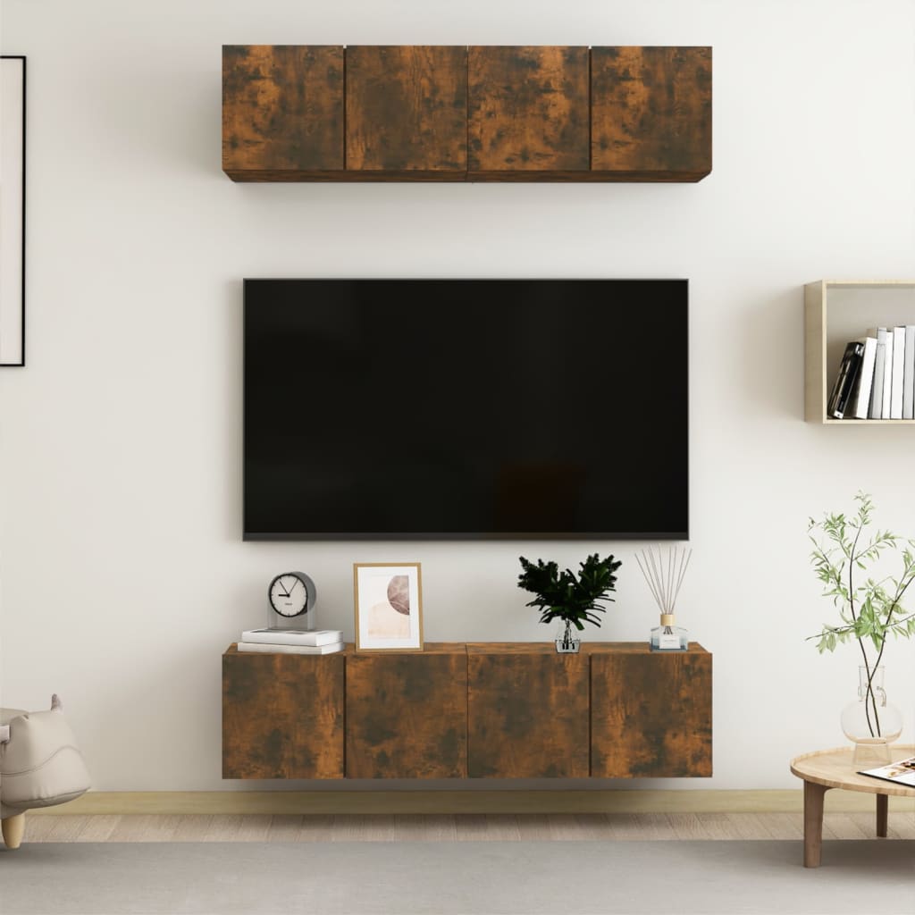 TV spintelės, 4vnt., dūminio ąžuolo, 60x30x30cm, mediena