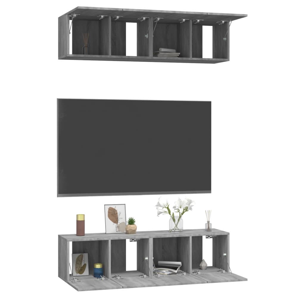 TV cabinets, 4 pcs, grey oak, 60x30x30cm, wood