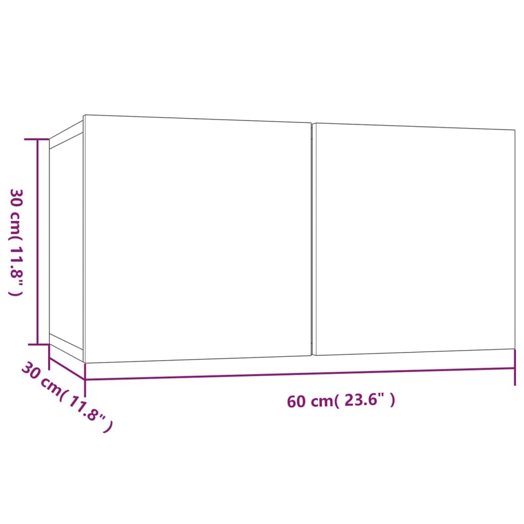 TV cabinets, 4 pcs, grey oak, 60x30x30cm, wood