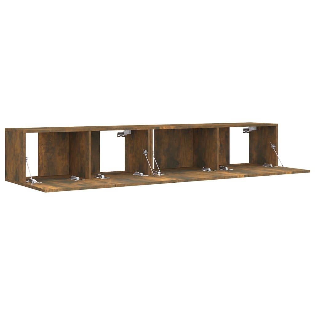 TV cabinet set, 2-piece, smoked oak, wood
