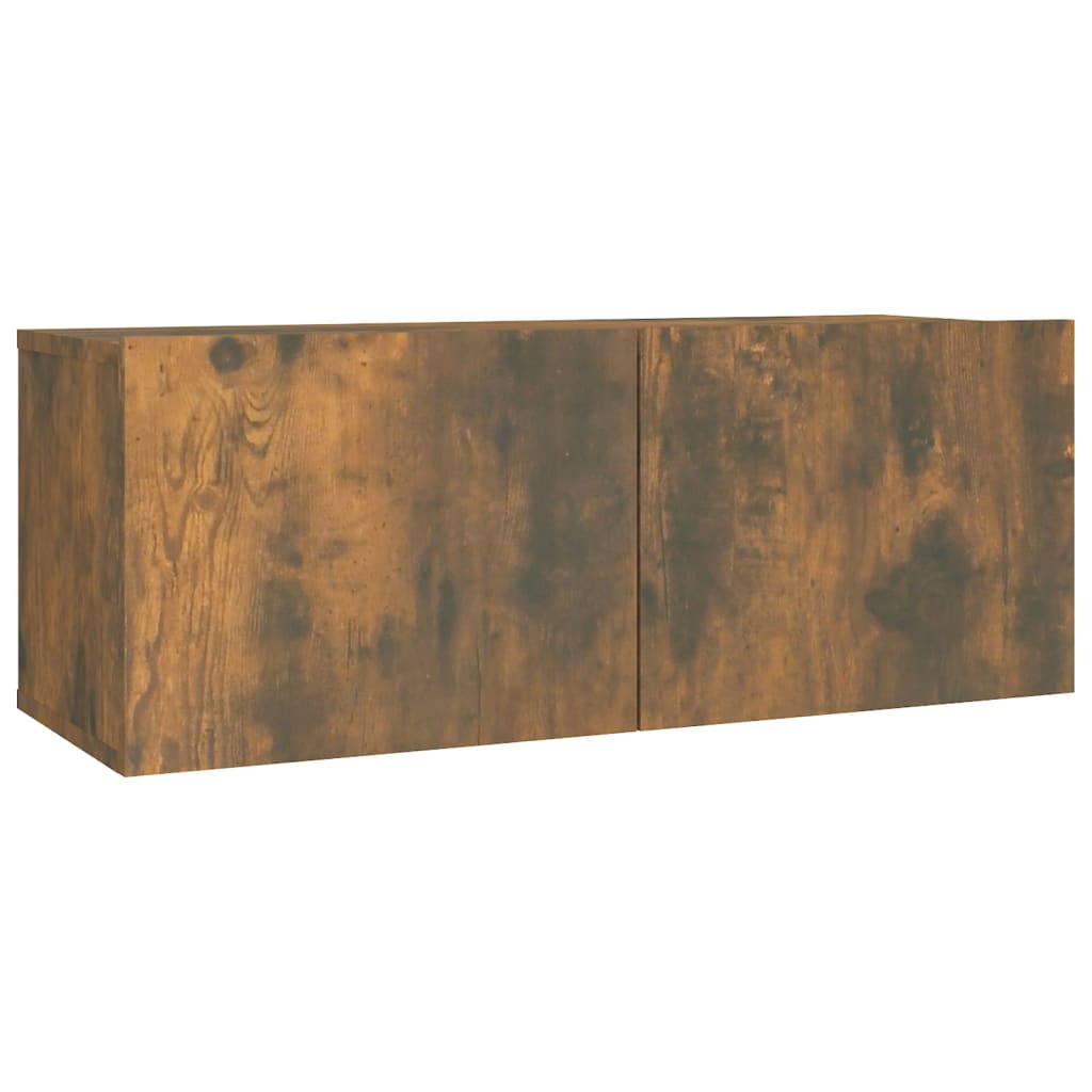 TV cabinet set, 2-piece, smoked oak, wood