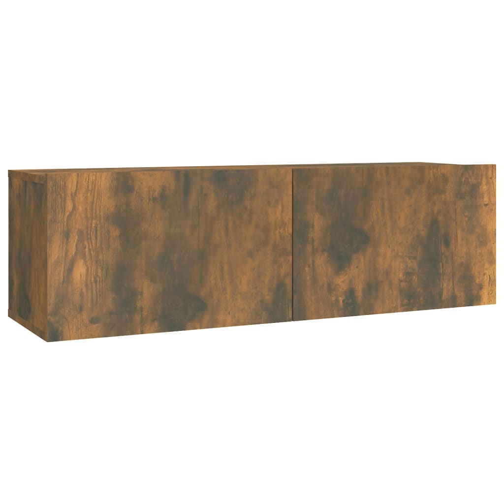 TV cabinet set, 2-piece, smoked oak, wood