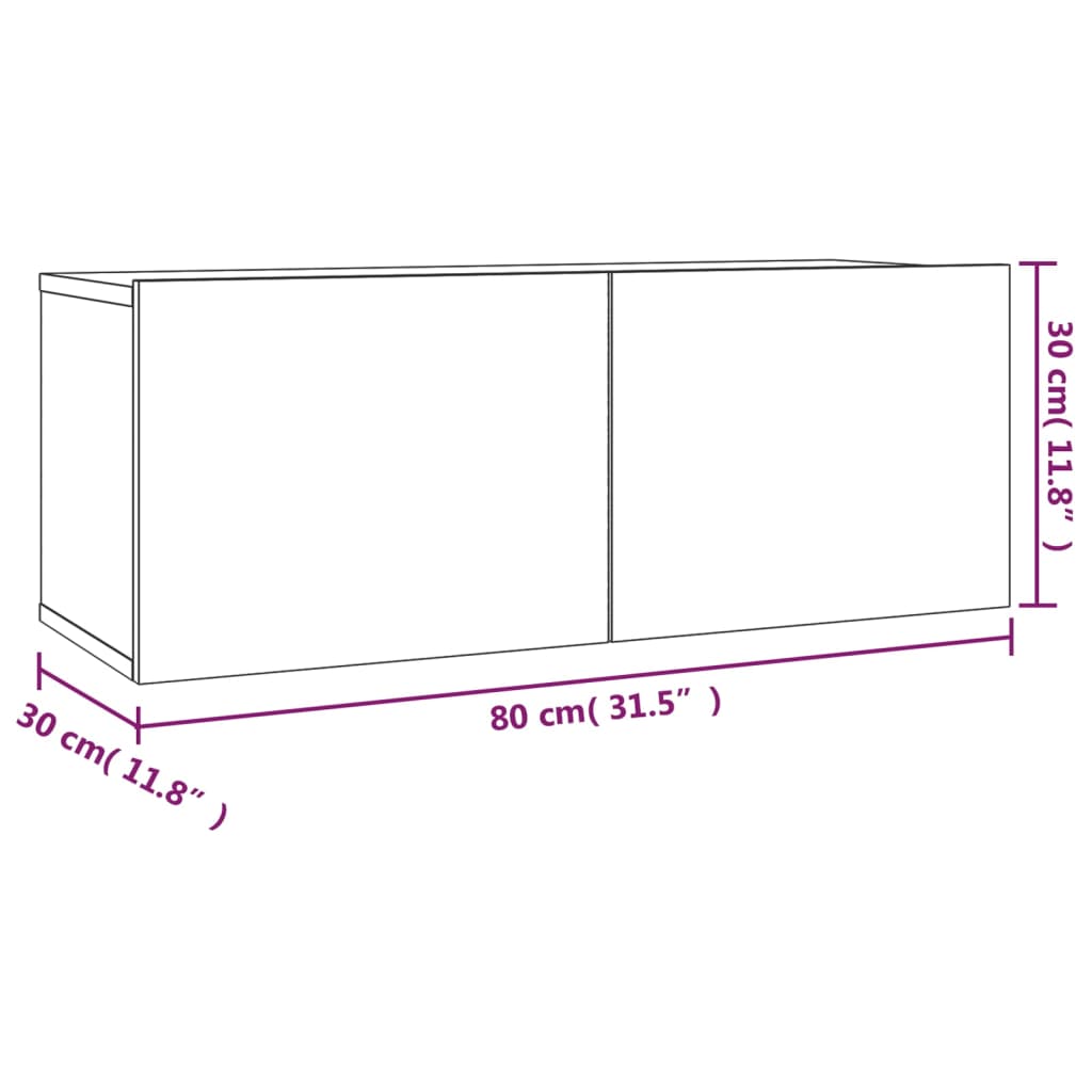 TV cabinet set, 2-piece, smoked oak, wood