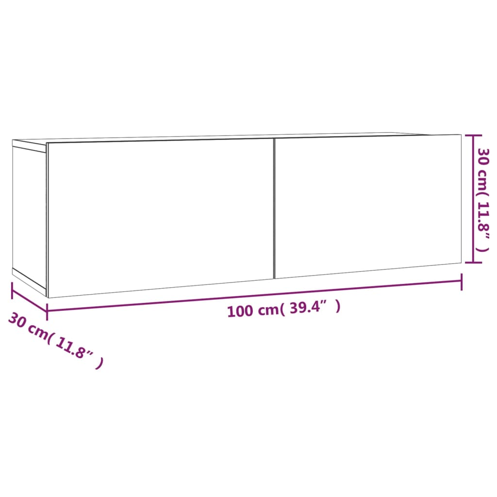 TV cabinet set, 2-piece, smoked oak, wood