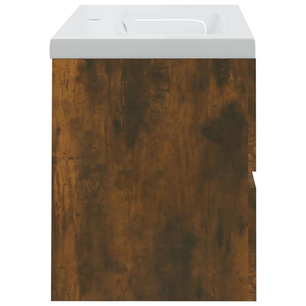 Sink cabinet with sink, smoky oak, wood