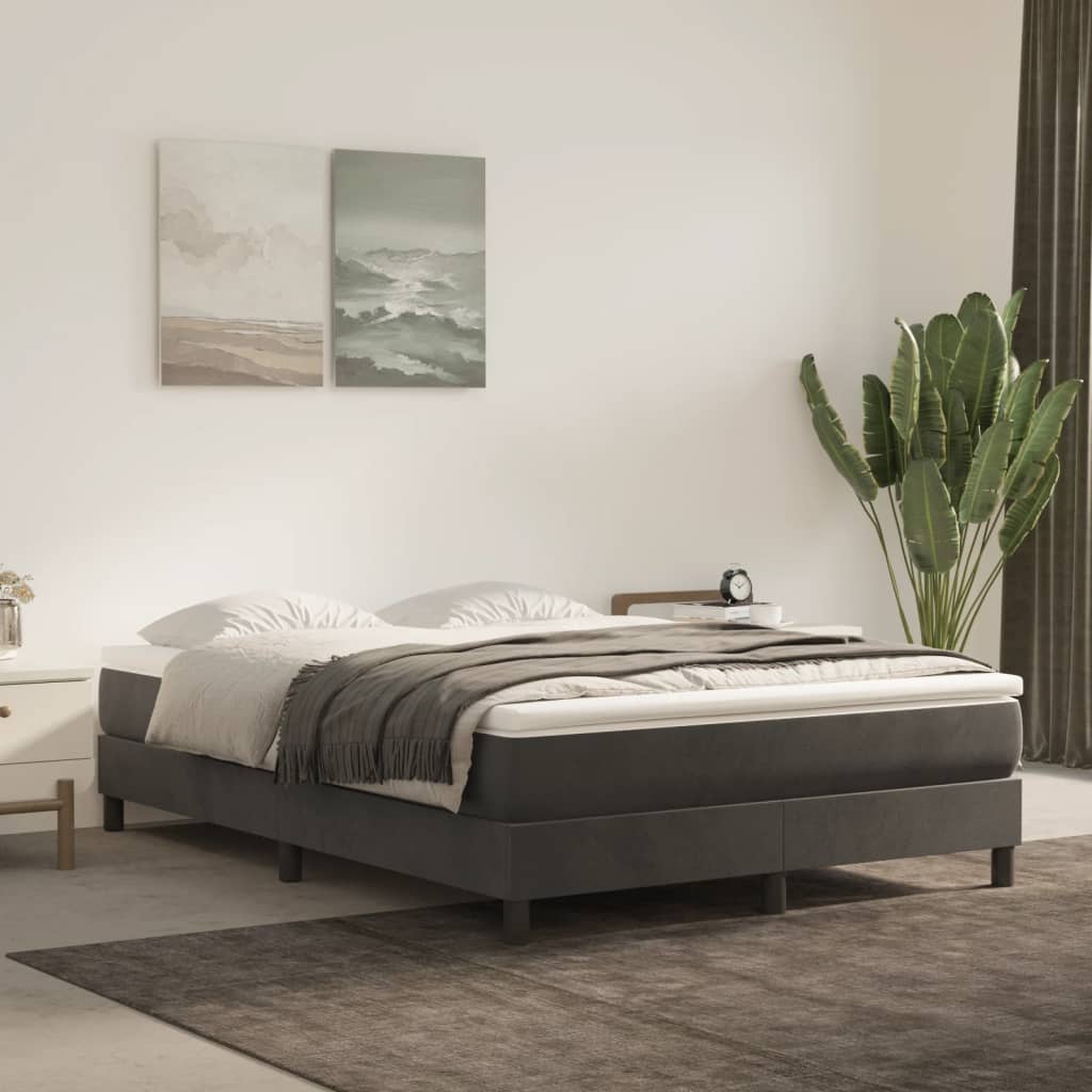Spring mattress, dark gray, 140x190x20cm, velvet