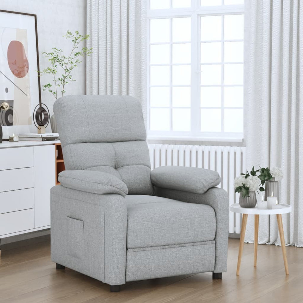 Recliner, light grey, fabric