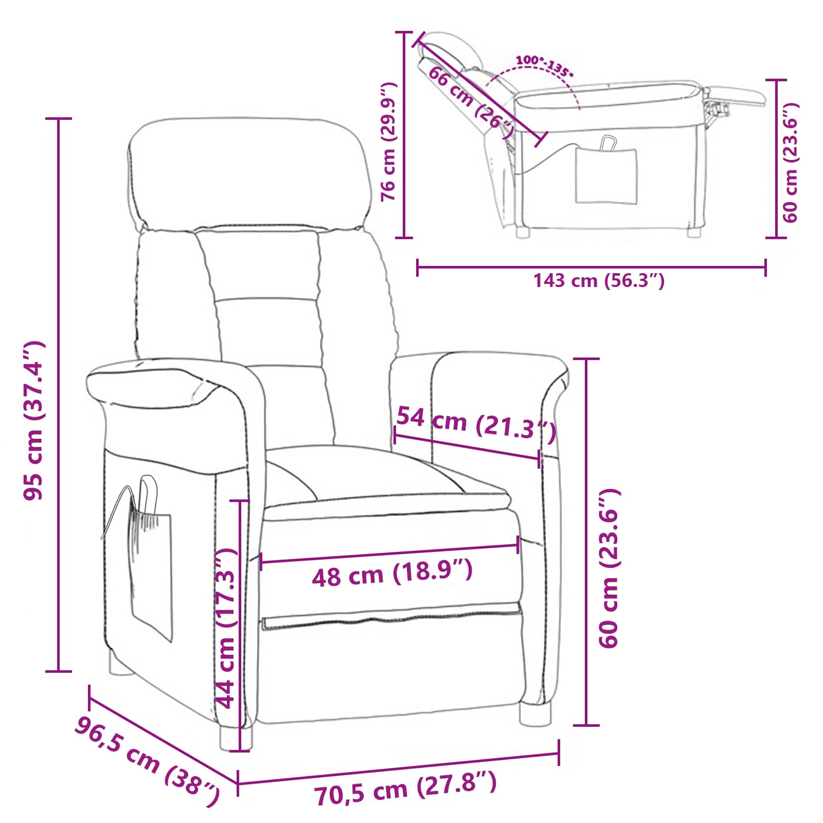 Massage chair Light grey 70.5 x 96.5 x 95 cm Polyester