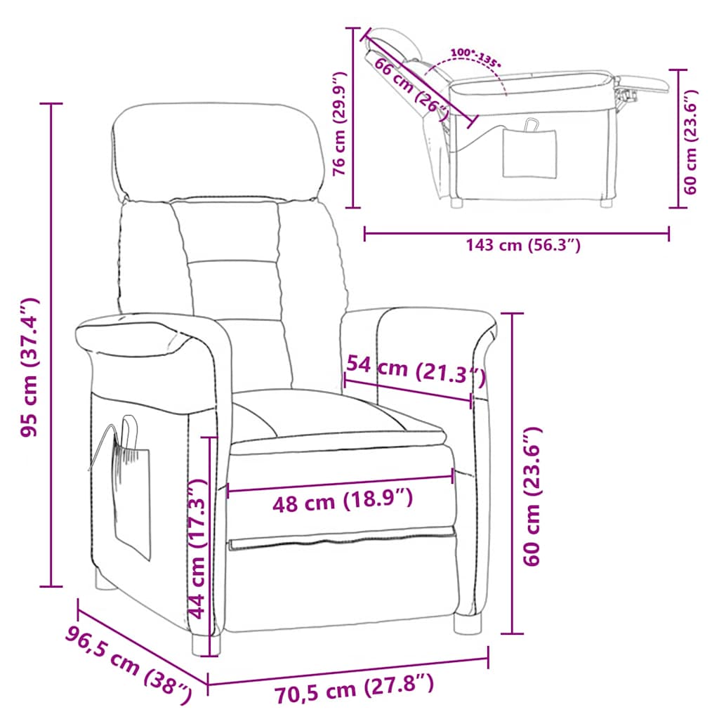 Massage Chair Cream 70.5 x 96.5 x 95 cm Fabric and Metal