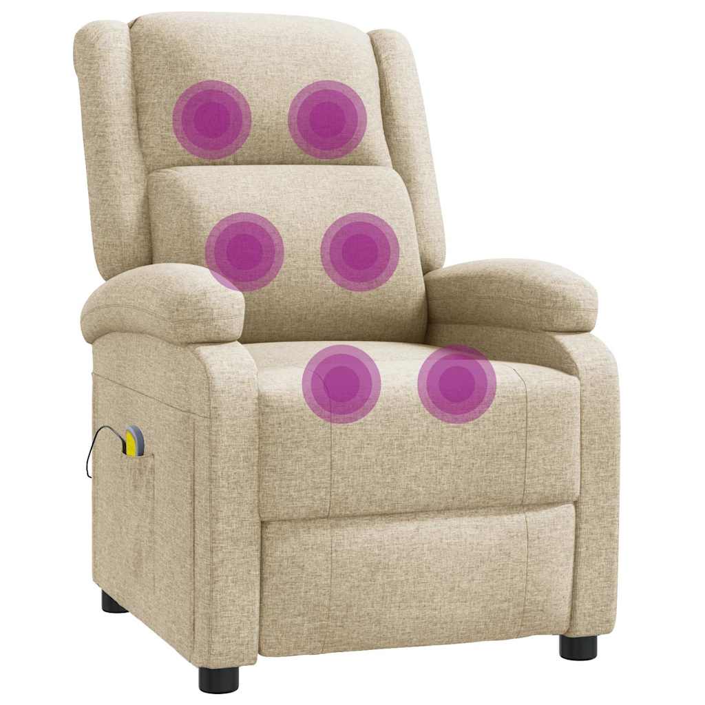 Masāžas krēsls, krēmkrāsā, audums