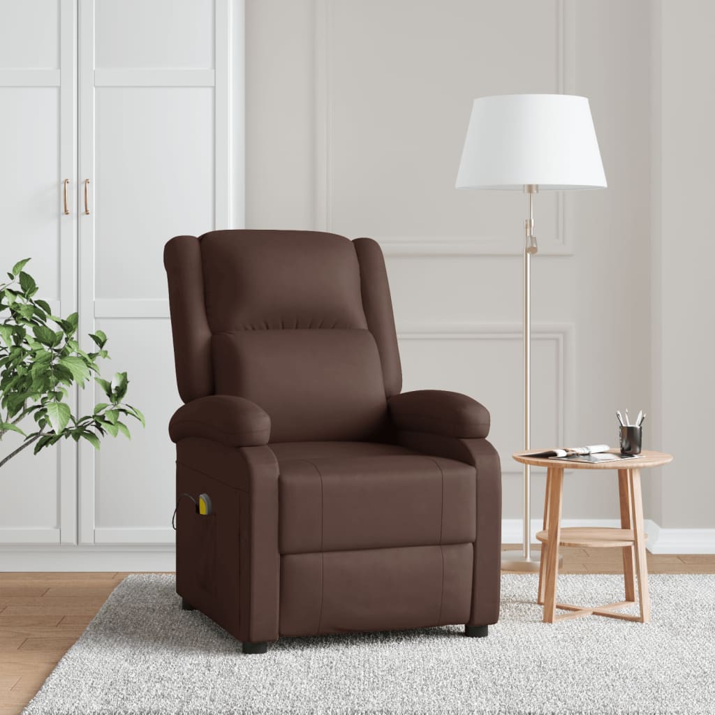 Massage chair, brown, artificial leather